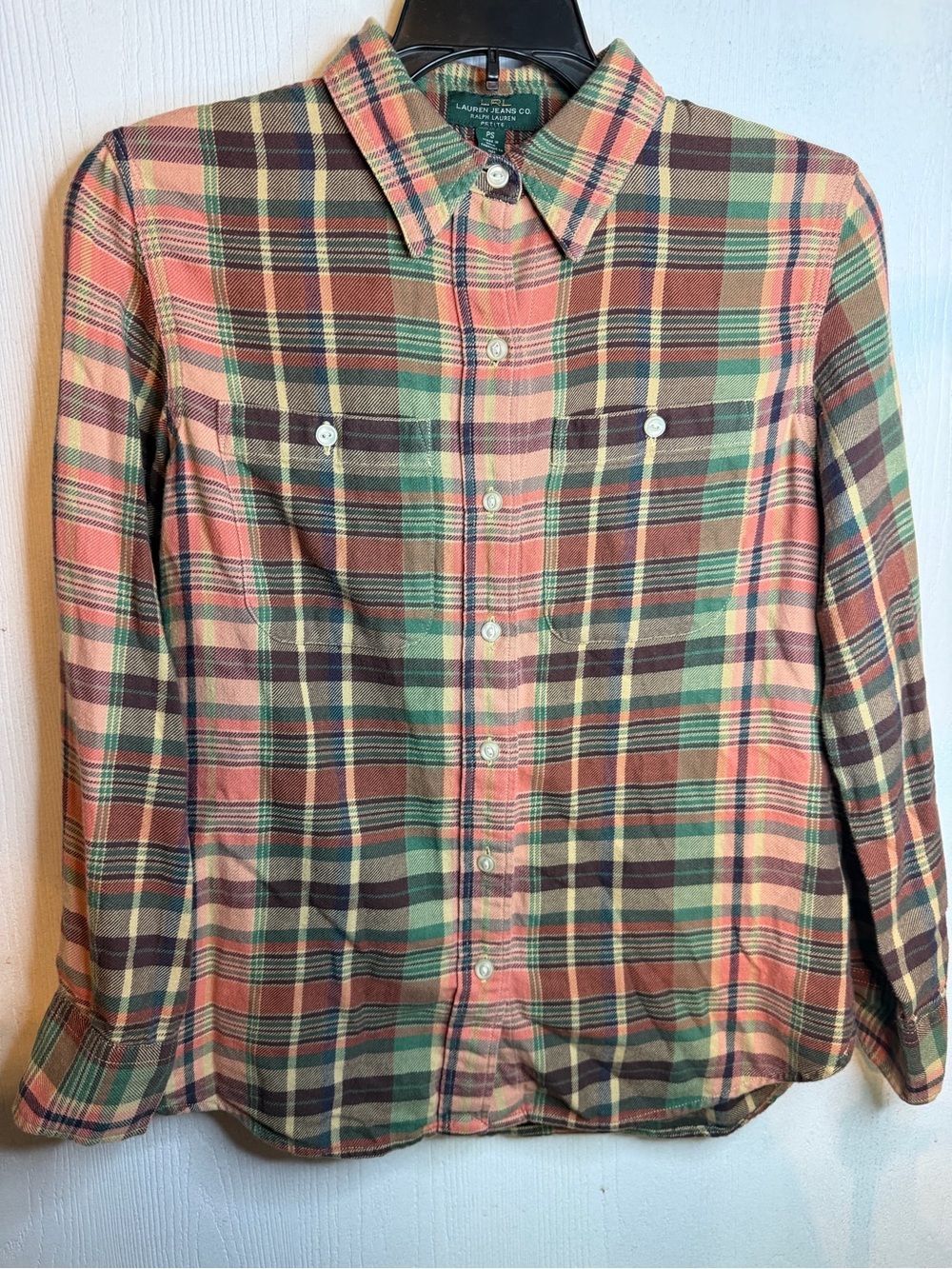 LRL Lauren Jean Co Ralph Lauren Petite S Plaid Flannel Top for Women